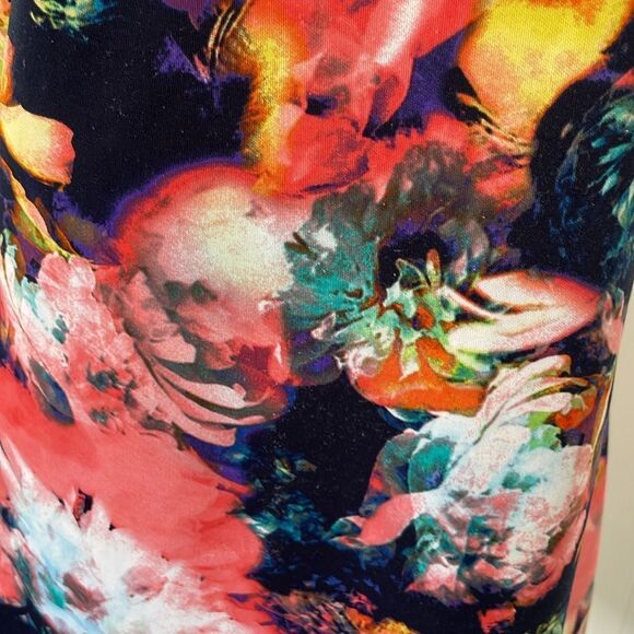 Worthington Womens Vibrant Colorful Flower Sheath Zip Back Sleeveless Dress Sz S - Picture 3 of 9